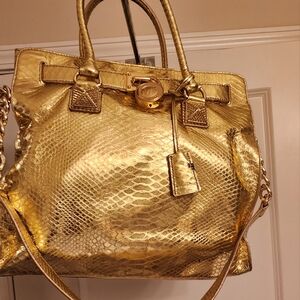 MICHAEL KORS Large Gold Jewel HAMILTON TOTE